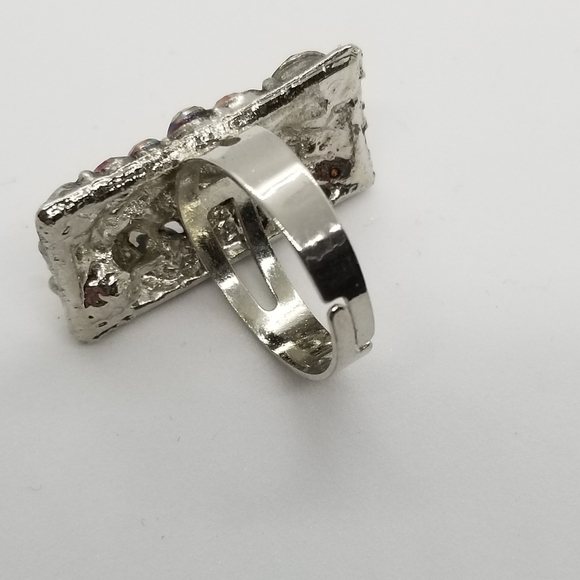 adjustable rectangular warm rhinestone ring - Picture 3 of 5